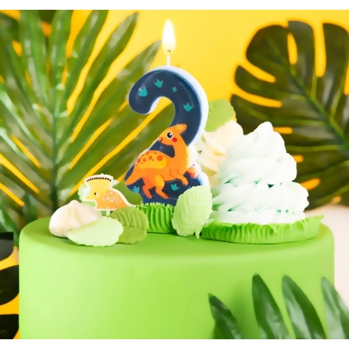 ŚWIECZKA NA TORT URODZINY DINOZAUR DINO CYFRA 2